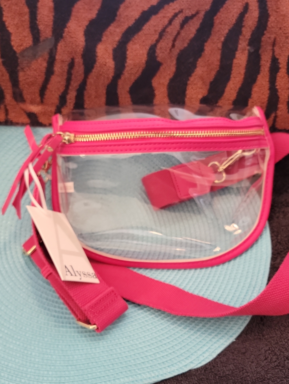 Alyssa Clear Pink Crossbody Bag with Gold Hardware